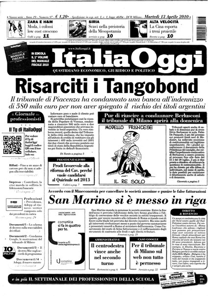 Italia oggi : quotidiano di economia finanza e politica